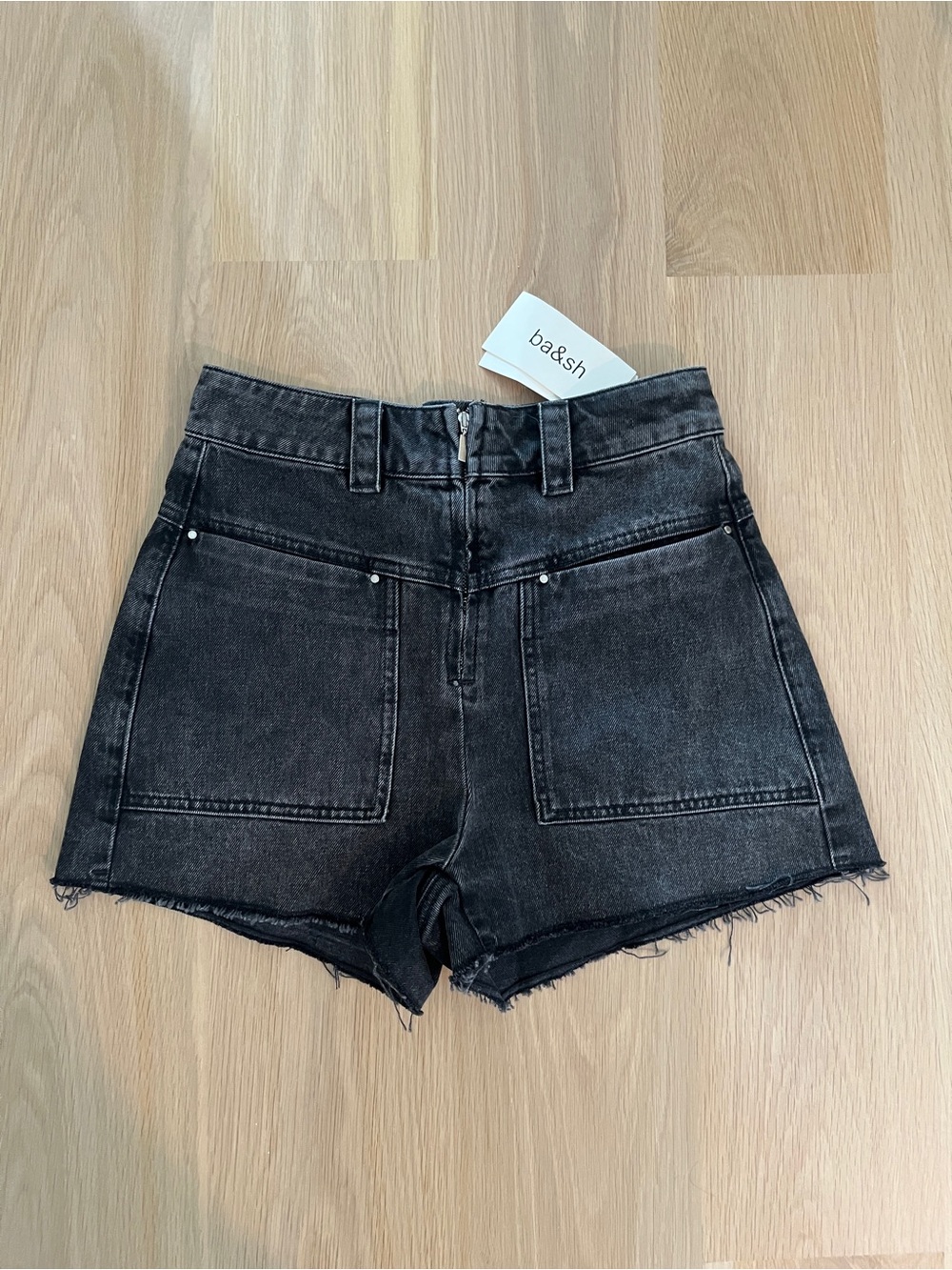 ba&sh NWT Black High-Waist Denim David Shorts Size 1 (US Small / Sz 4)